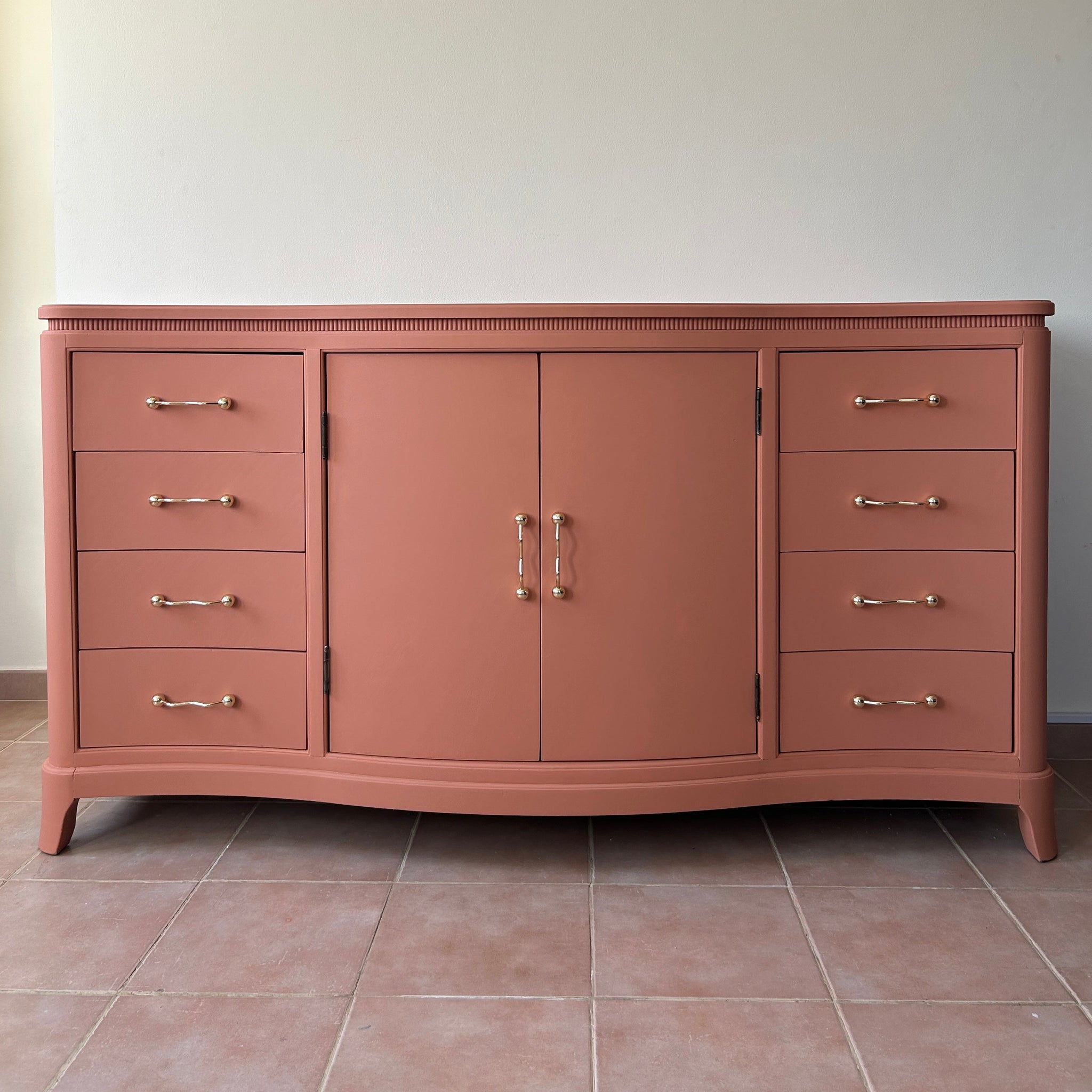 Hand-Painted Vintage Dresser/Sideboard in Terracotta