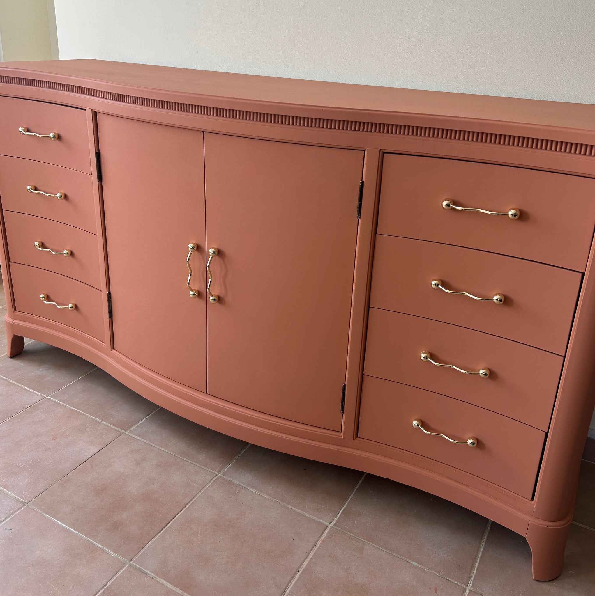 Hand-Painted Vintage Dresser/Sideboard in Terracotta