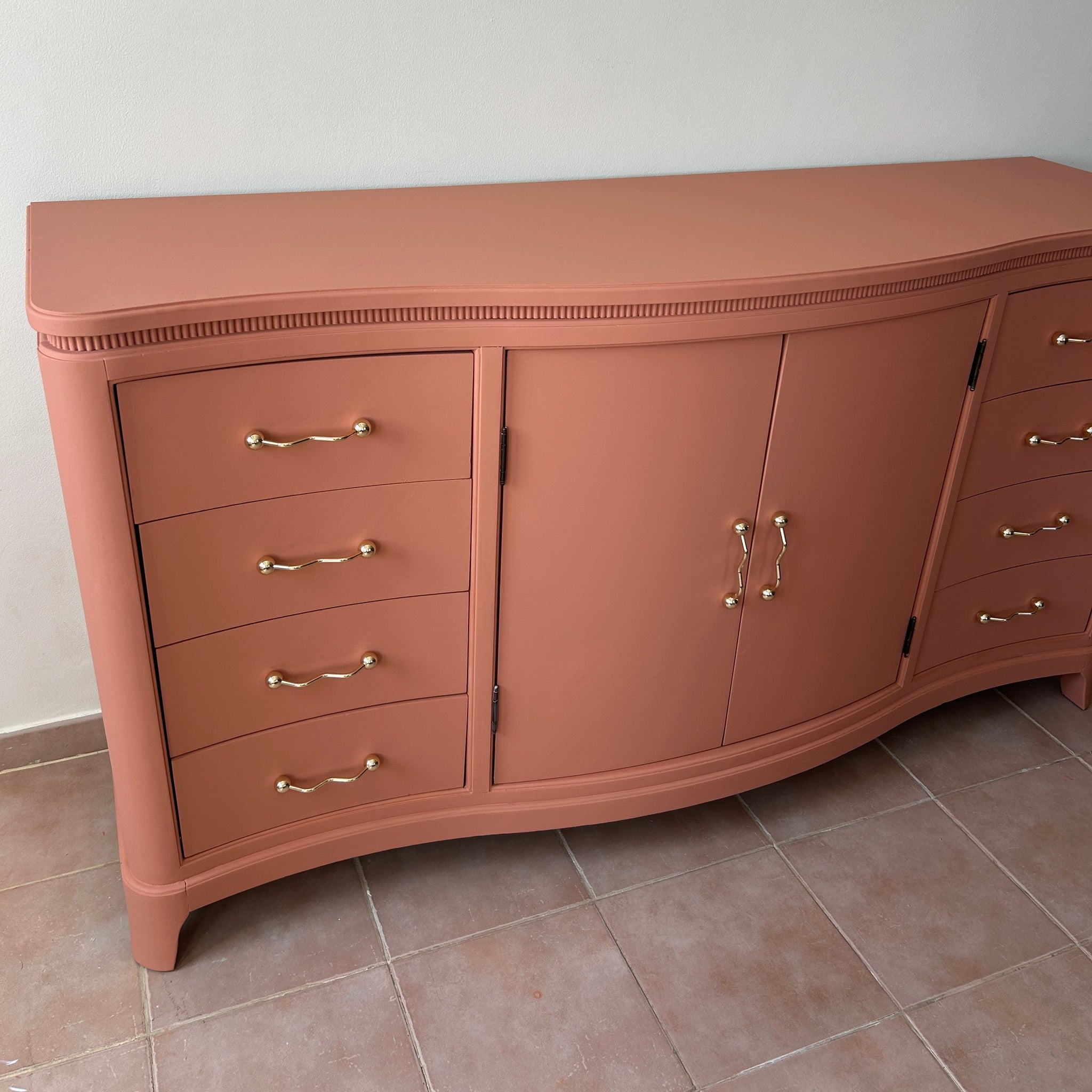 Hand-Painted Vintage Dresser/Sideboard in Terracotta