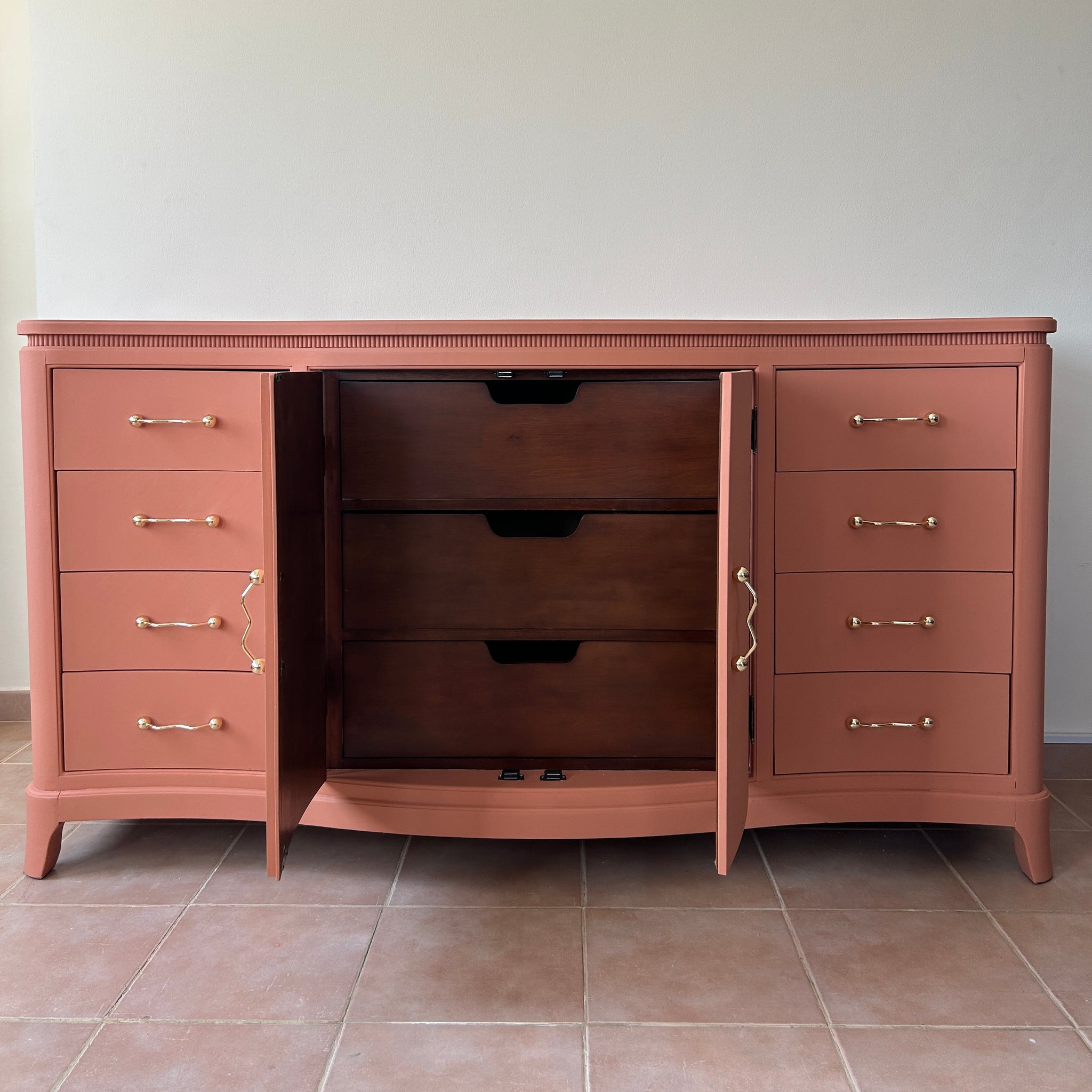 Hand-Painted Vintage Dresser/Sideboard in Terracotta