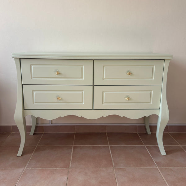 Hand-Painted Drawers Console in Light Sage Green