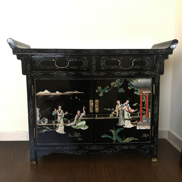 Vintage Chinese Black Lacquer Console/Dressing Table