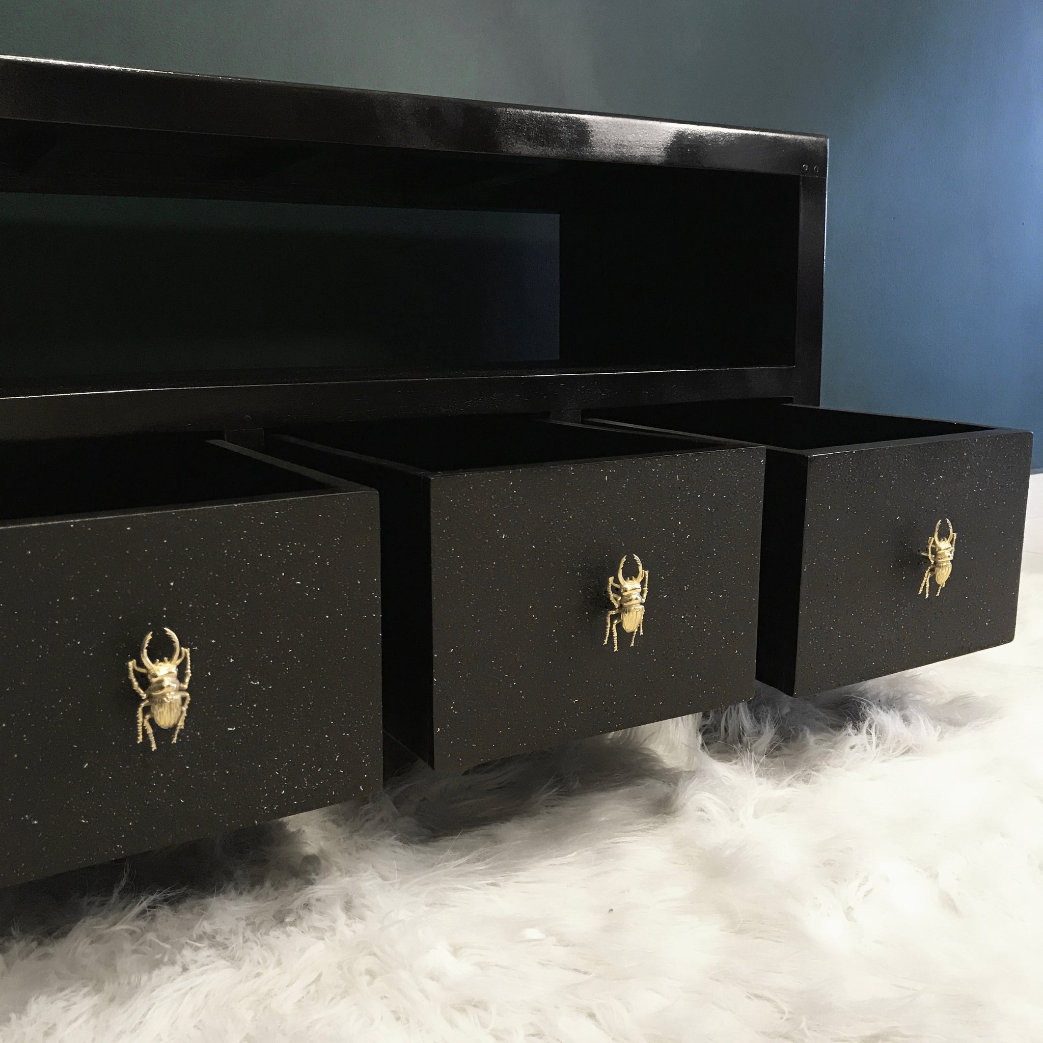 Wood Beetle Sideboard Cabinet/Table in Black