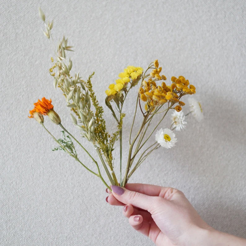 Dried & Preserved Flowers With Wood Base